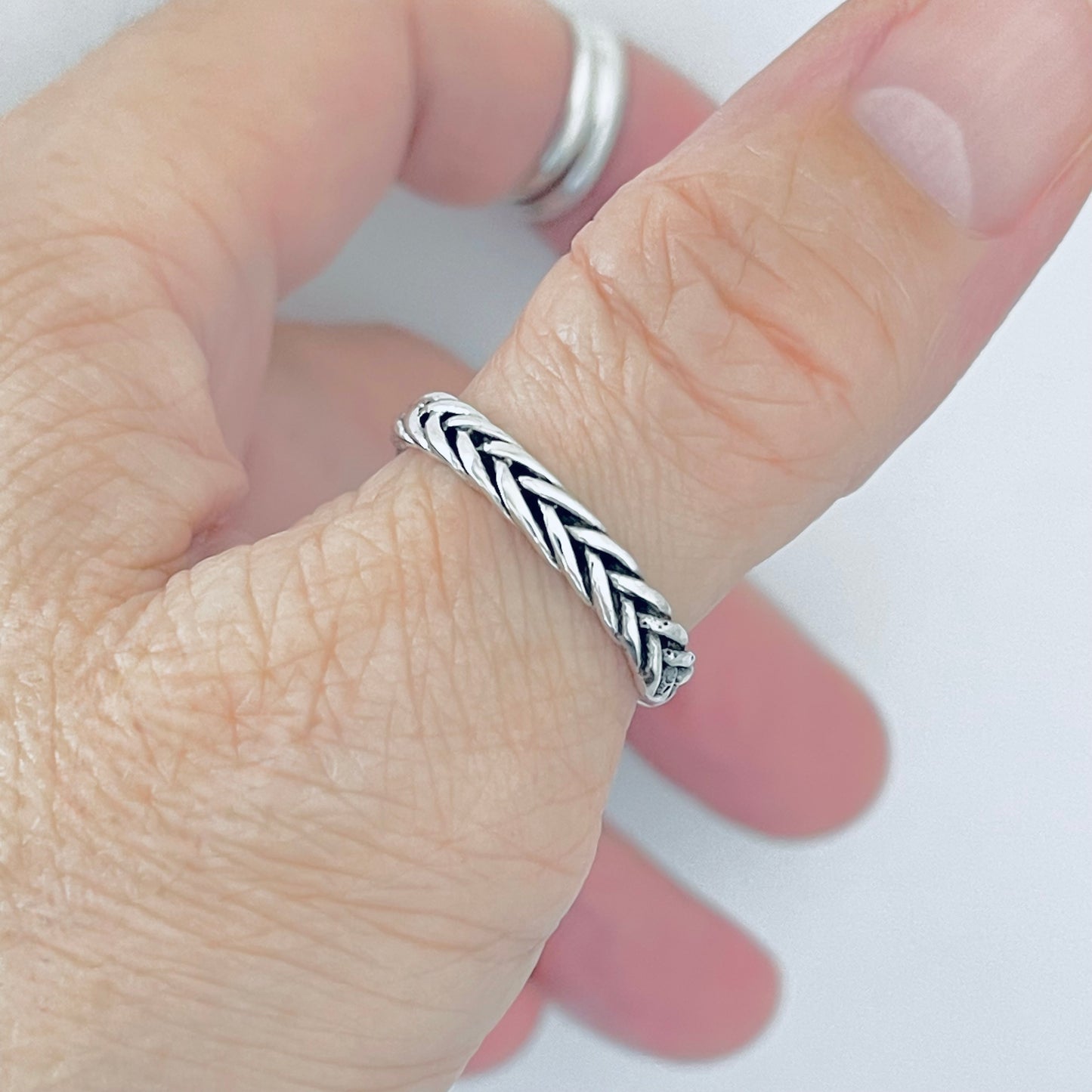 Sterling Silver Eternity Braided Rope Ring | Unisex Wedding Bands, Twisted Jewelry