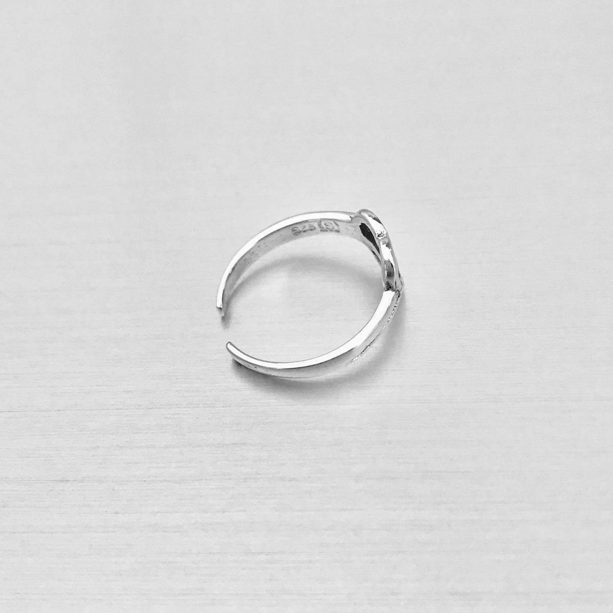 925 Sterling Silver Line Through Heart Toe Ring | Dainty Eternity Love Silver Rings
