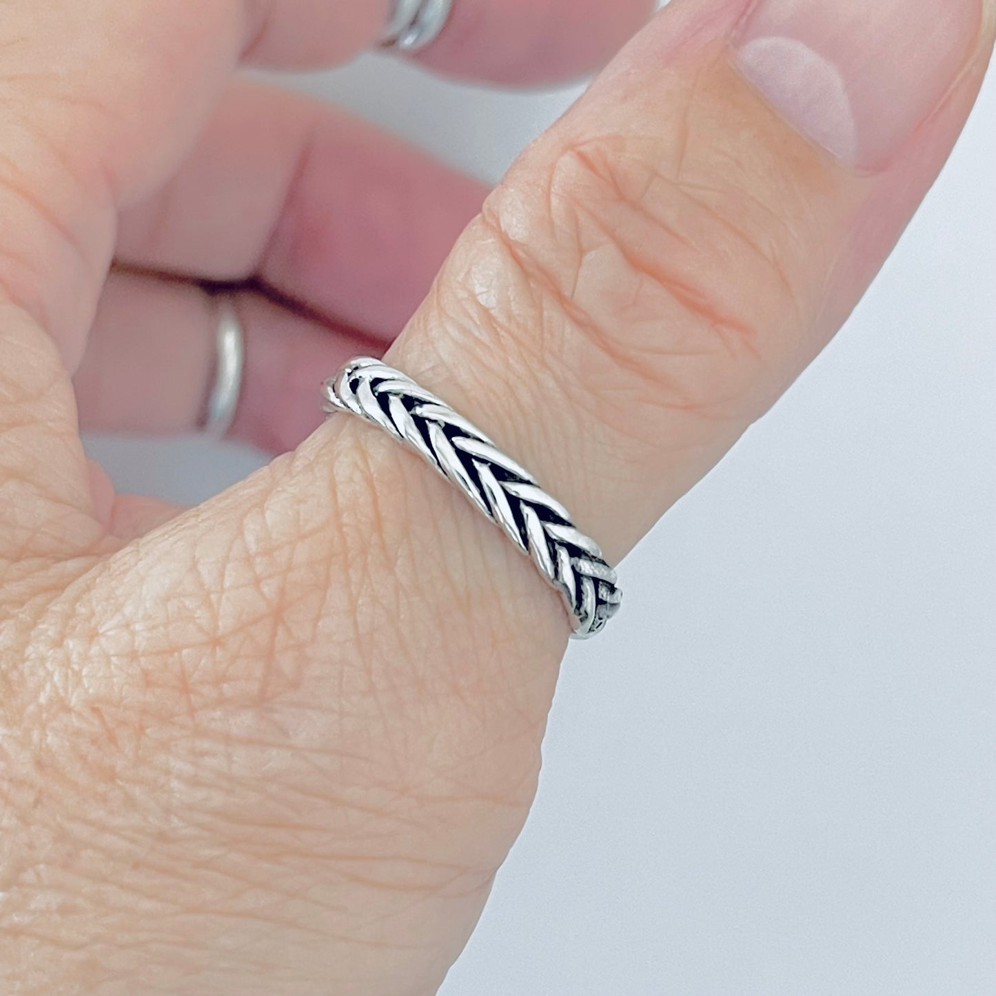 Sterling Silver Eternity Braided Rope Ring | Unisex Wedding Bands, Twisted Jewelry