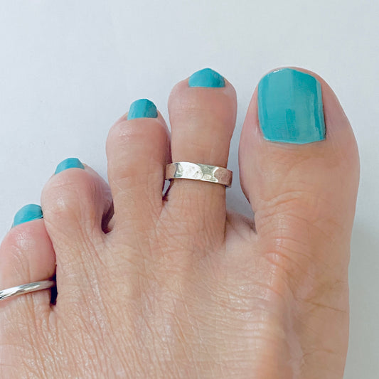 Sterling Silver Hammered Band Toe Ring, Silver Rings, Silver Bands