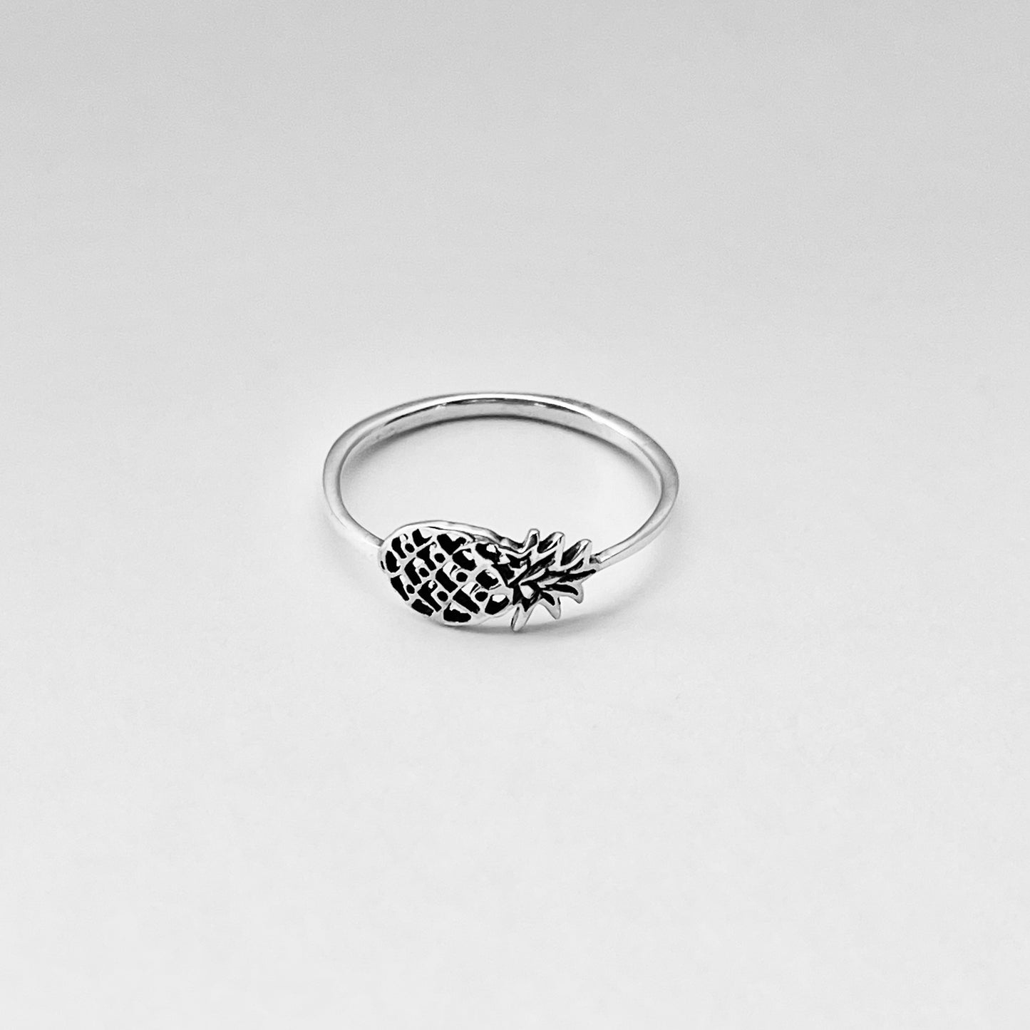 Sterling Silver Dainty Sideway Pineapple Ring, Delicate Silver Rings, Fruit Ring,Tree Ring