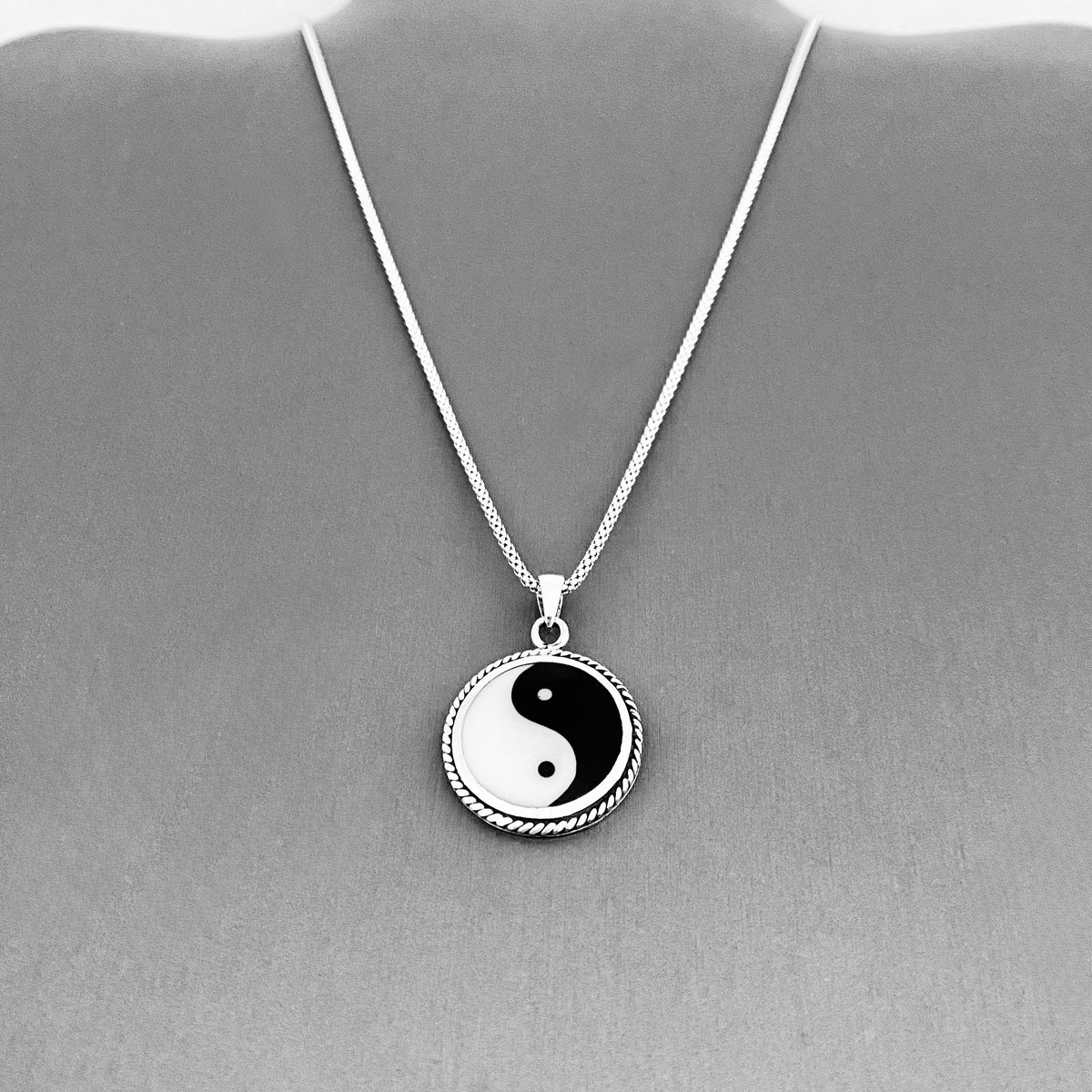 925 Sterling Silver Statement Yin and Yang Necklace | Yoga Balance of Life Pendant Chain