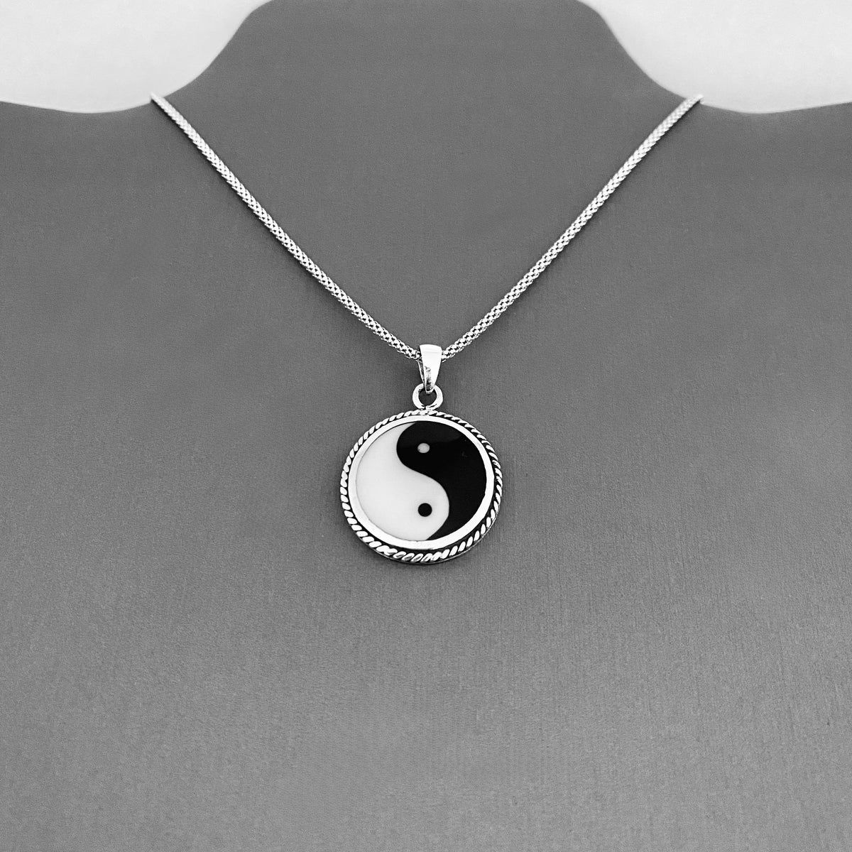 925 Sterling Silver Statement Yin and Yang Necklace | Yoga Balance of Life Pendant Chain