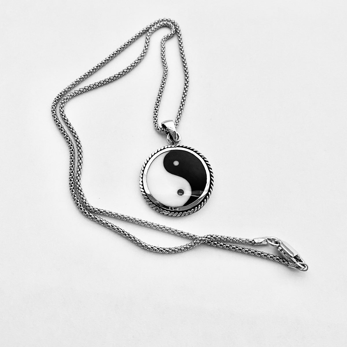 925 Sterling Silver Statement Yin and Yang Necklace | Yoga Balance of Life Pendant Chain