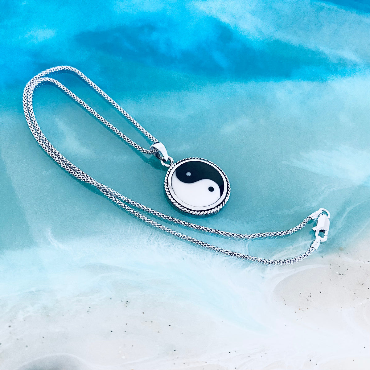 925 Sterling Silver Statement Yin and Yang Necklace | Yoga Balance of Life Pendant Chain