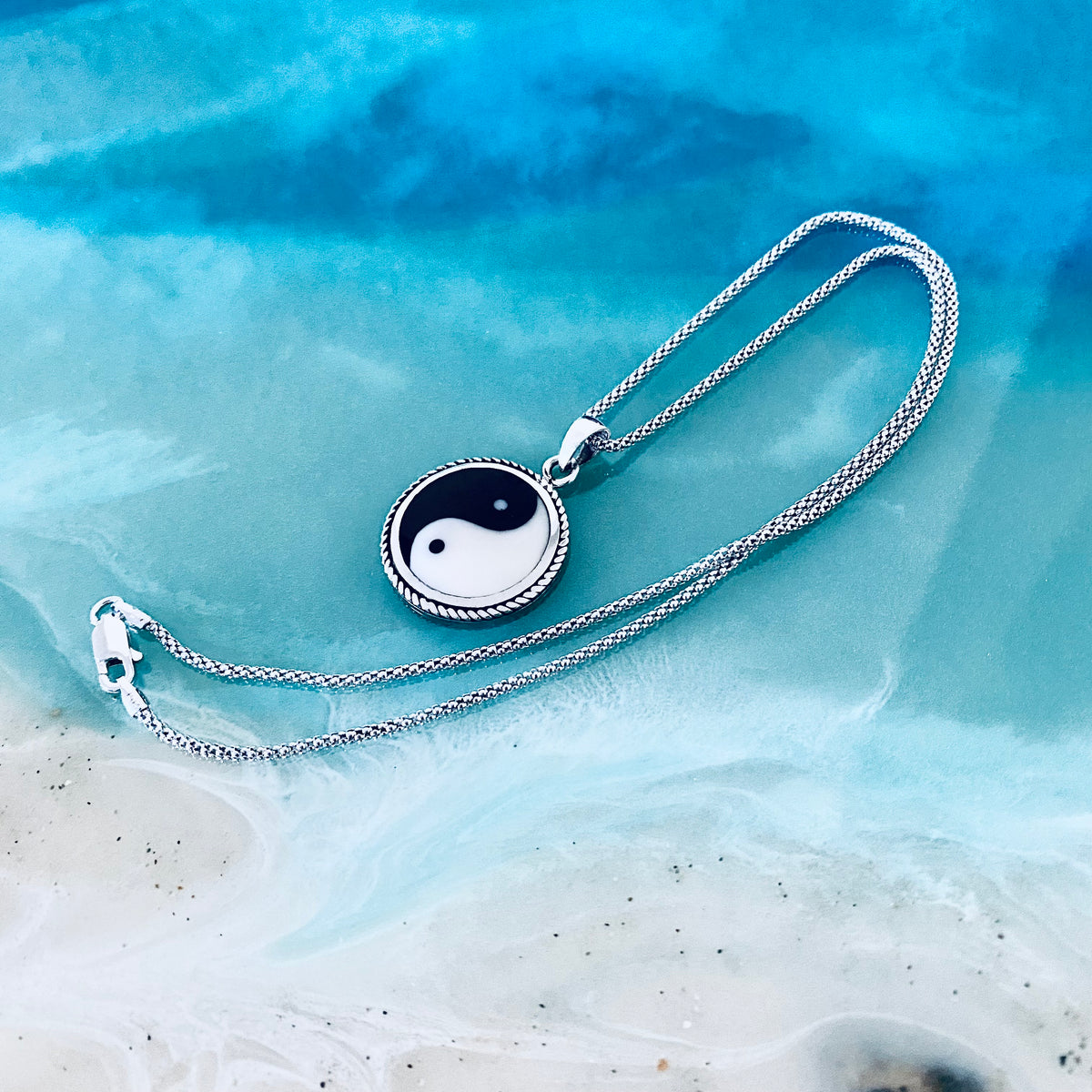 925 Sterling Silver Statement Yin and Yang Necklace | Yoga Balance of Life Pendant Chain