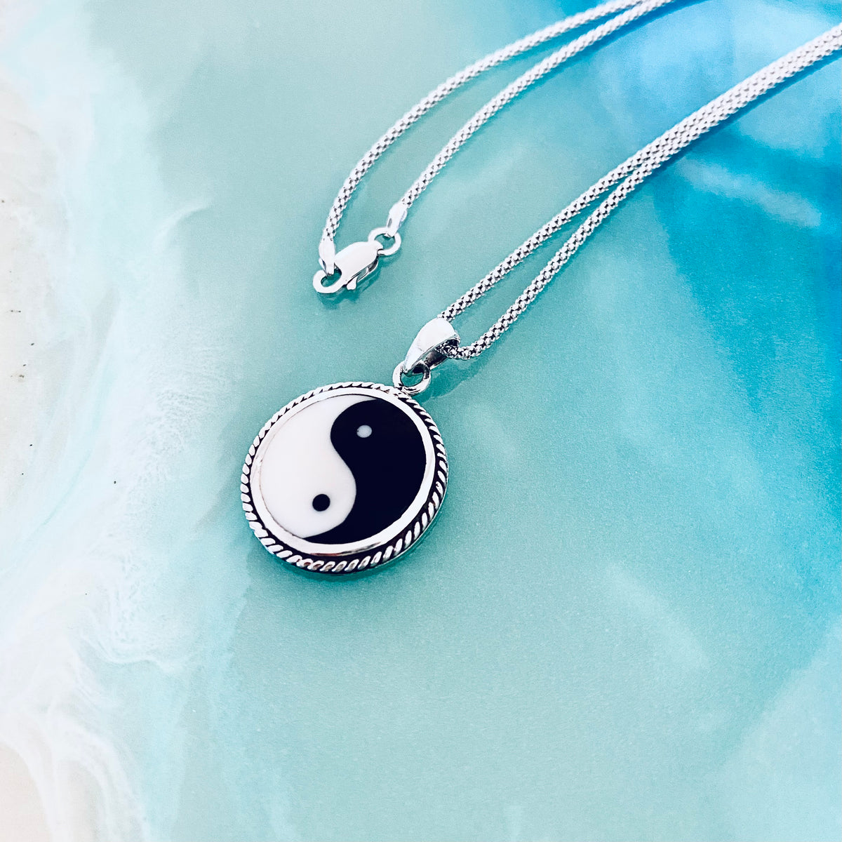 925 Sterling Silver Statement Yin and Yang Necklace | Yoga Balance of Life Pendant Chain
