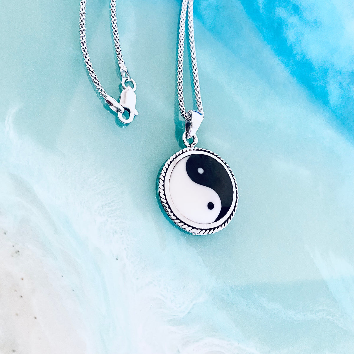 925 Sterling Silver Statement Yin and Yang Necklace | Yoga Balance of Life Pendant Chain