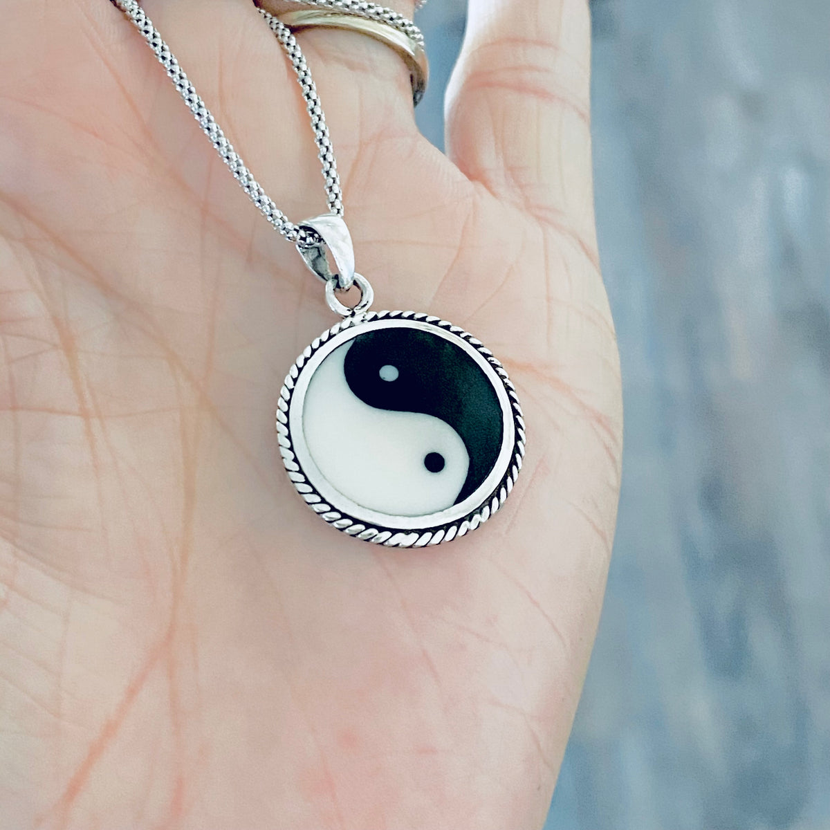 925 Sterling Silver Statement Yin and Yang Necklace | Yoga Balance of Life Pendant Chain