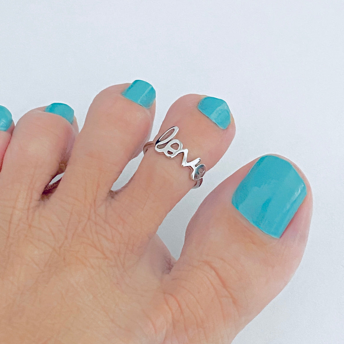 925 Sterling Silver Dainty Statement Love Toe Ring | Word Midi Pinky Silver Rings