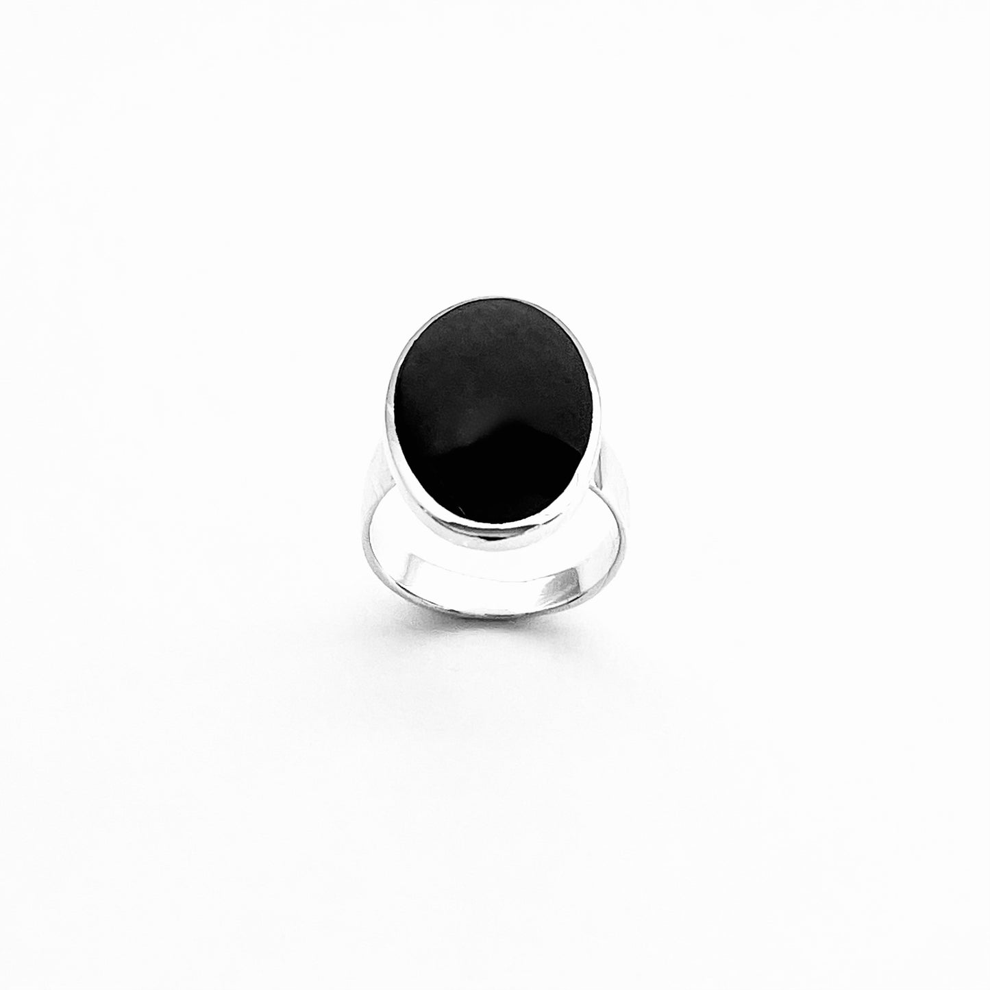 Sterling Silver Simple Large Oval Black Onyx Ring, Silver Rings, Statement Stone Jewelry