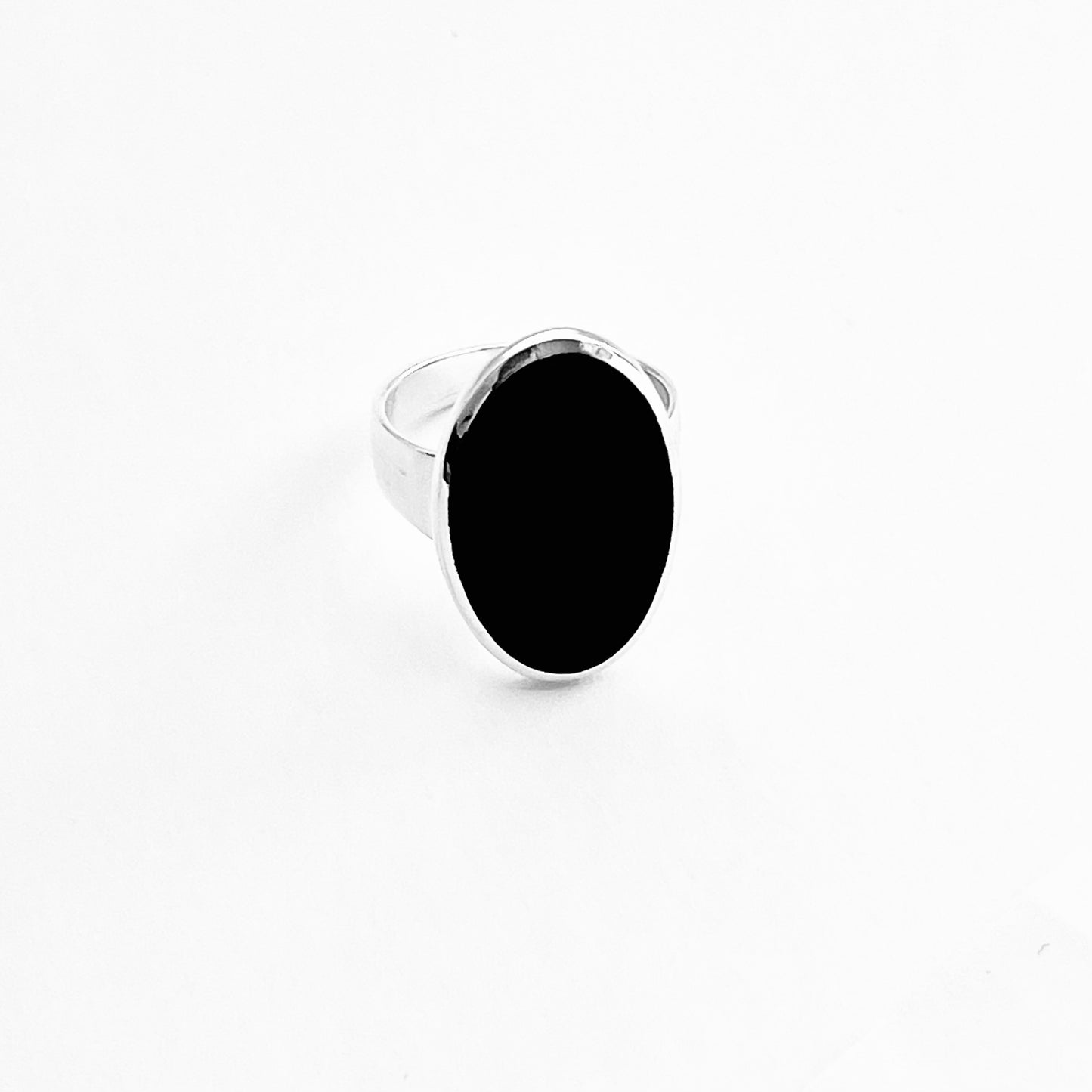 Sterling Silver Simple Large Oval Black Onyx Ring, Silver Rings, Statement Stone Jewelry