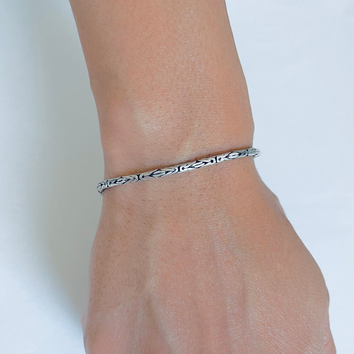 925 Sterling Silver Unisex Byzantine Bracelets | 2.5mm Bali Style Boho Silver Bracelet Anklets