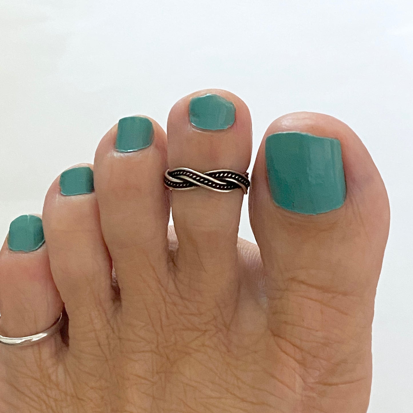 Sterling Silver Braided Weave Toe Ring, Silver Rings, Braid Ring