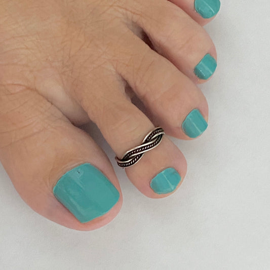 Sterling Silver Braided Weave Toe Ring, Silver Rings, Braid Ring