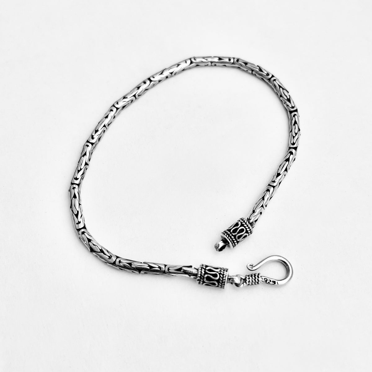 925 Sterling Silver Unisex Byzantine Bracelets | 2.5mm Bali Style Boho Silver Bracelet Anklets