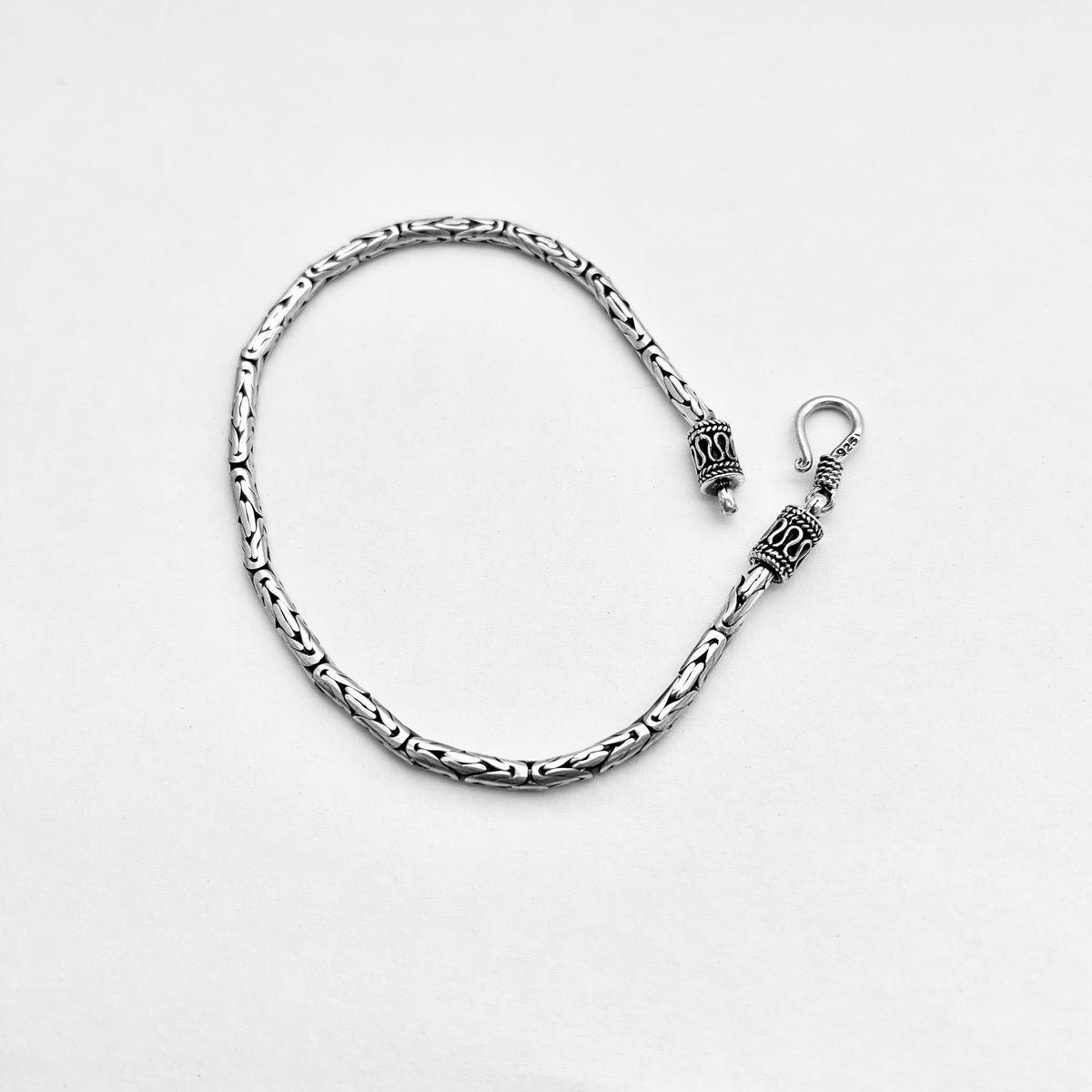 925 Sterling Silver Unisex Byzantine Bracelets | 2.5mm Bali Style Boho Silver Bracelet Anklets