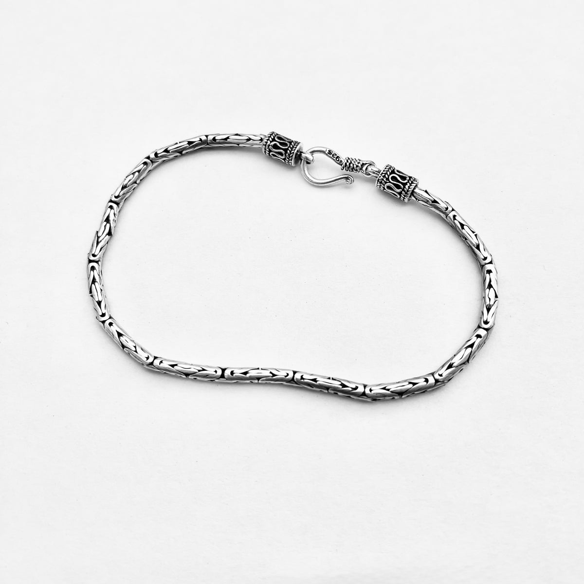 925 Sterling Silver Unisex Byzantine Bracelets | 2.5mm Bali Style Boho Silver Bracelet Anklets