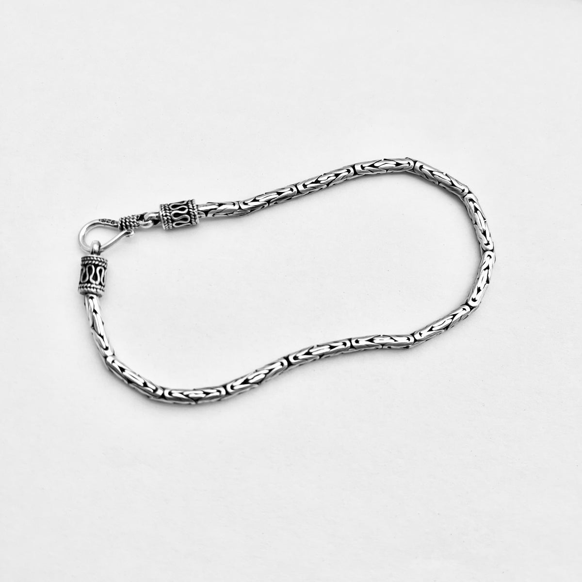 925 Sterling Silver Unisex Byzantine Bracelets | 2.5mm Bali Style Boho Silver Bracelet Anklets
