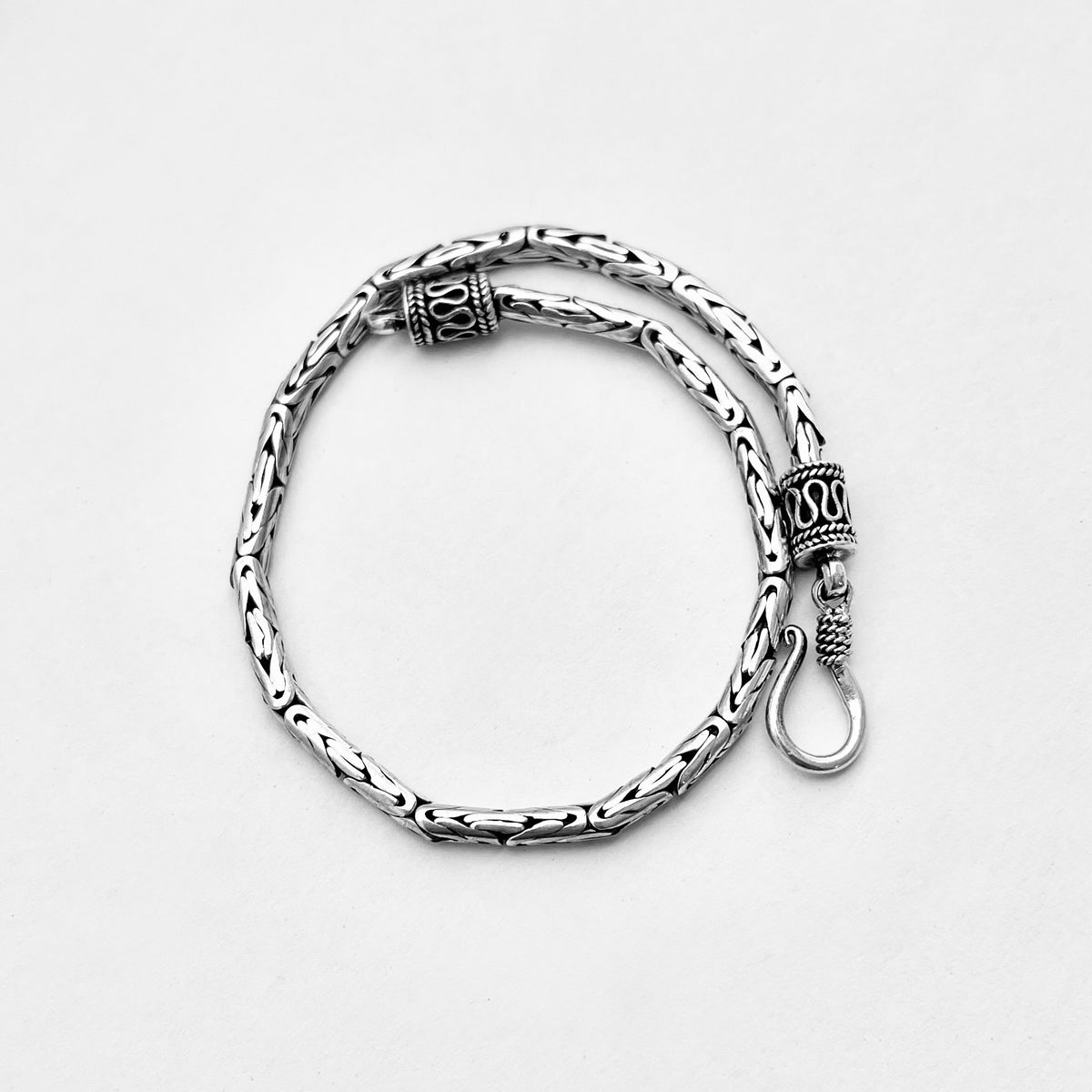 925 Sterling Silver Unisex Byzantine Bracelets | 2.5mm Bali Style Boho Silver Bracelet Anklets