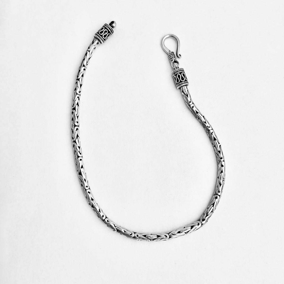 925 Sterling Silver Unisex Byzantine Bracelets | 2.5mm Bali Style Boho Silver Bracelet Anklets