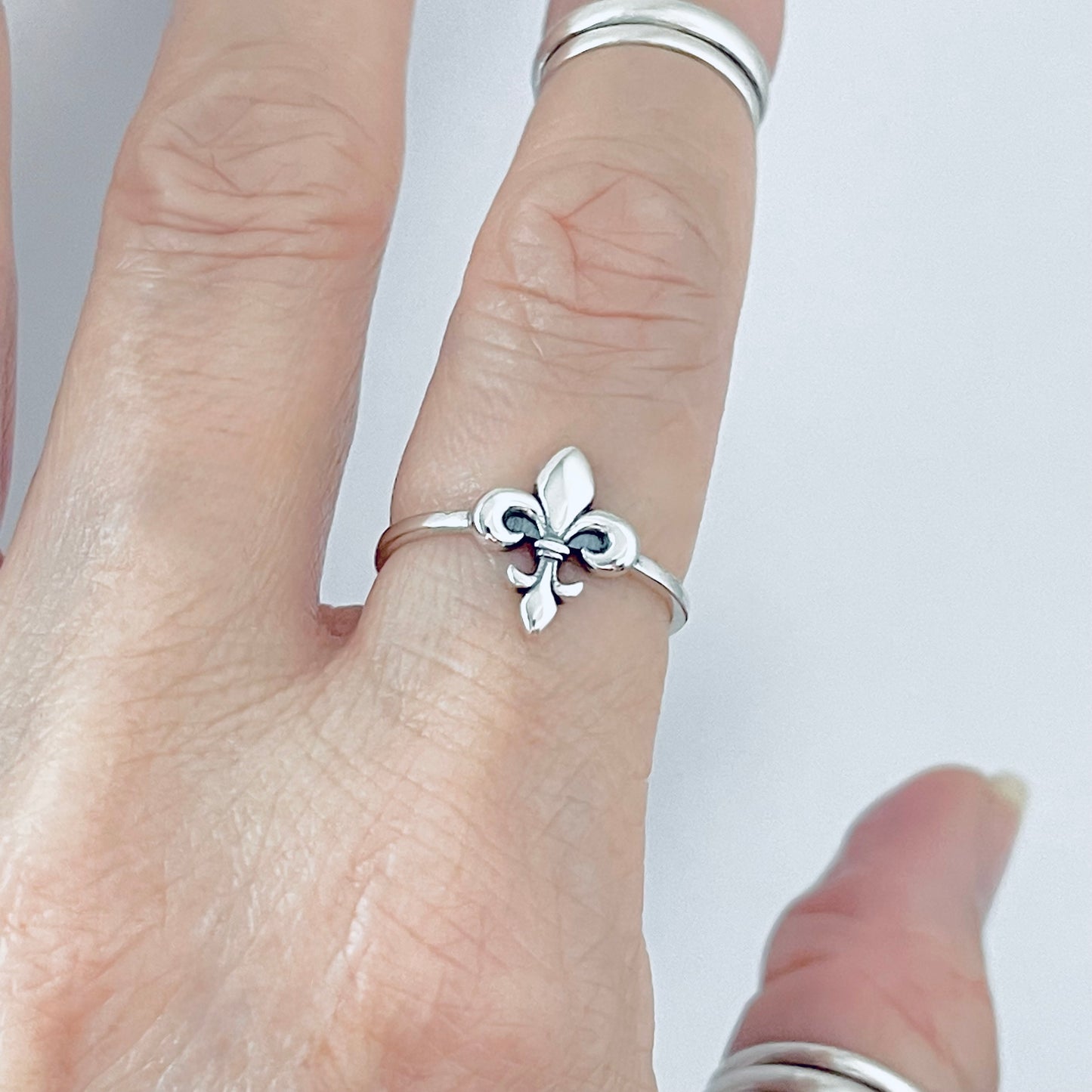 925 Sterling Silver Small Fleur de Lis Ring | Dainty Saints & Lily Jewelry