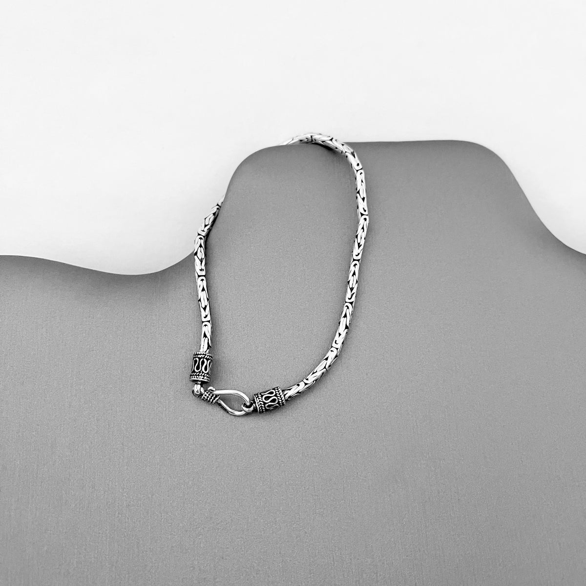 925 Sterling Silver Unisex Byzantine Bracelets | 2.5mm Bali Style Boho Silver Bracelet Anklets