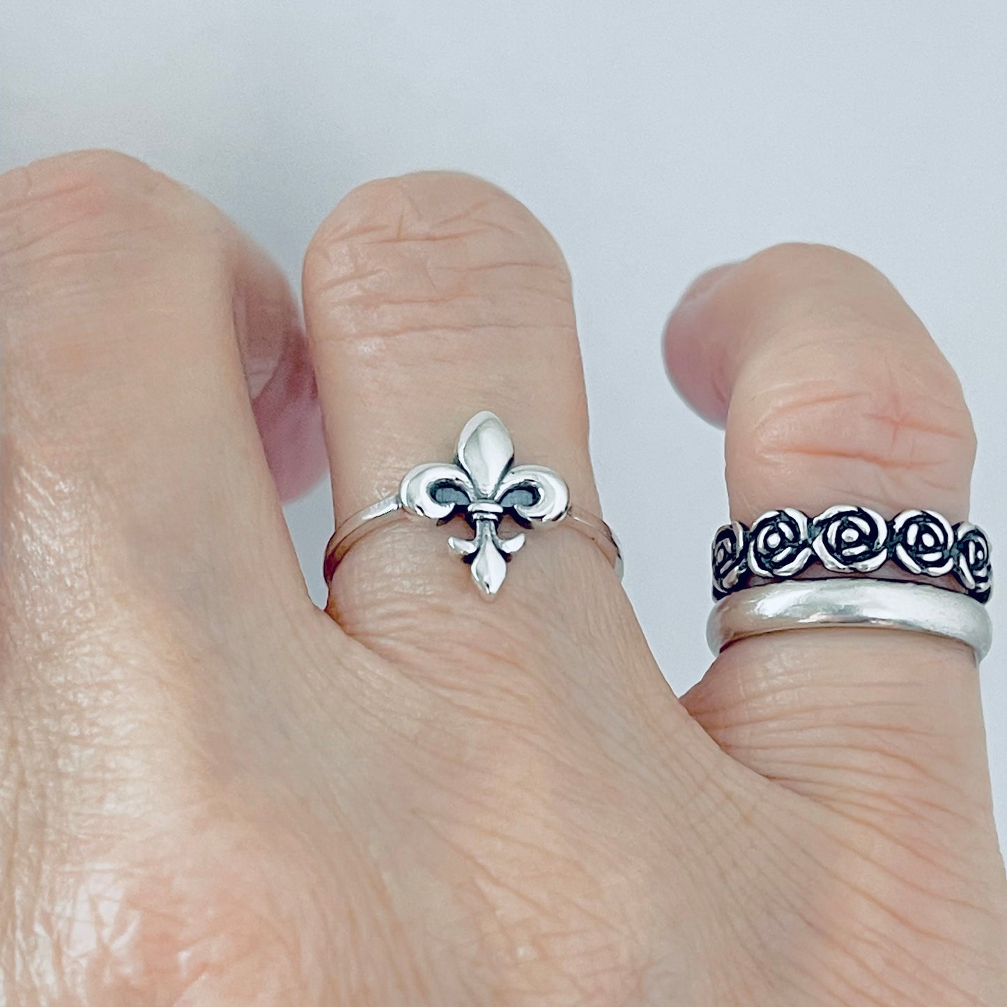925 Sterling Silver Small Fleur de Lis Ring | Dainty Saints & Lily Jewelry