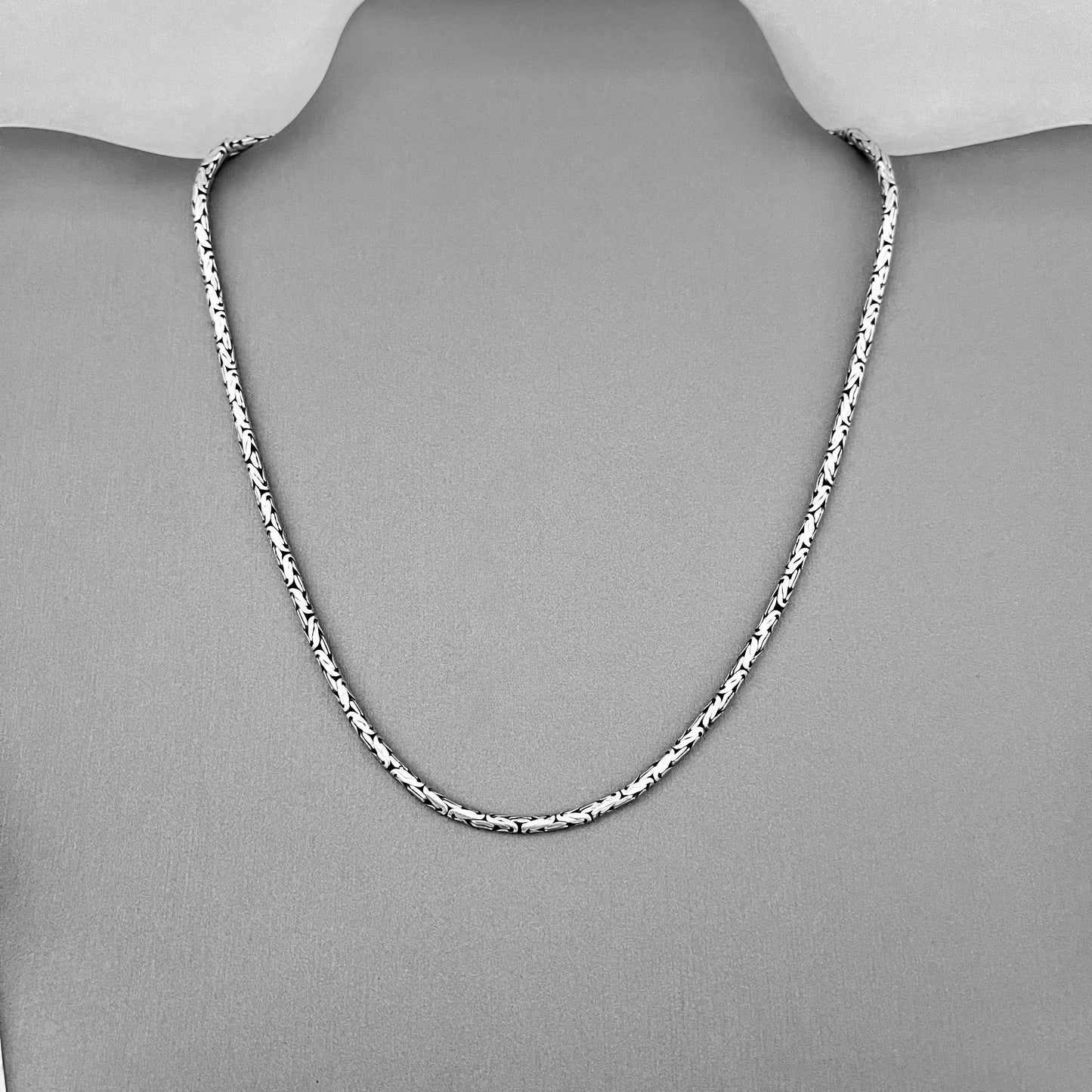Sterling Silver Unisex 2.5 MM Byzantine Necklace, Silver Chain, Bali Style Jewelry