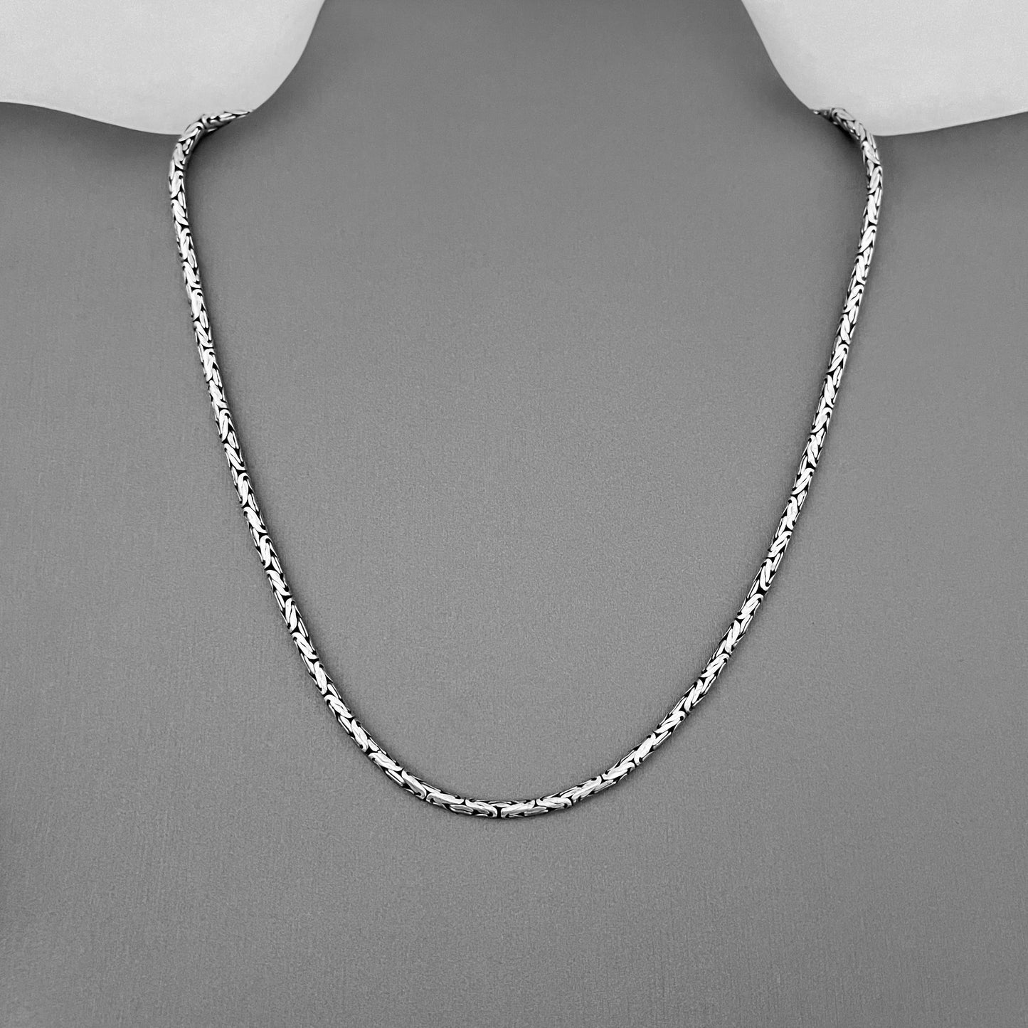 Sterling Silver Unisex 2.5 MM Byzantine Necklace, Silver Chain, Bali Style Jewelry