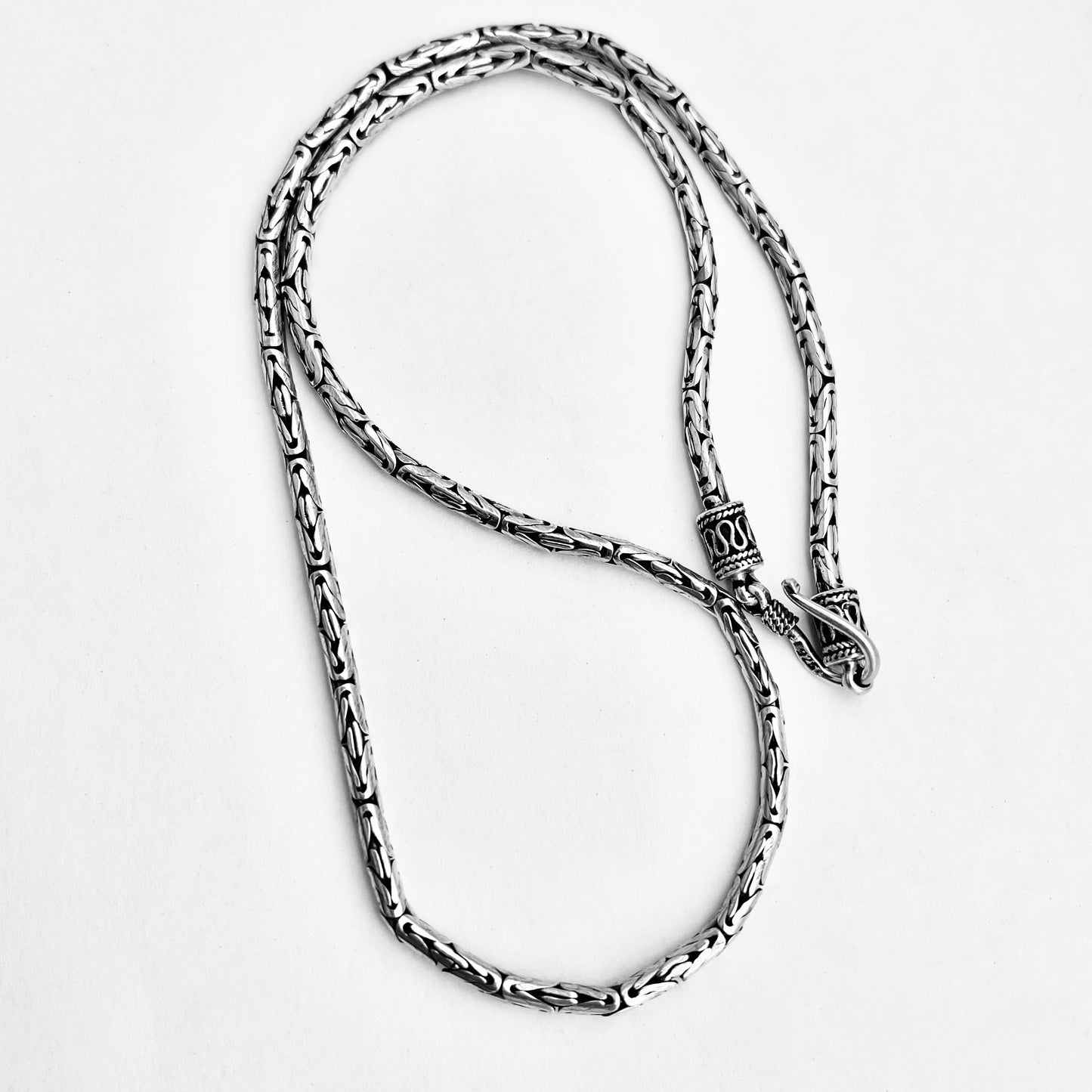 Sterling Silver Unisex 2.5 MM Byzantine Necklace, Silver Chain, Bali Style Jewelry