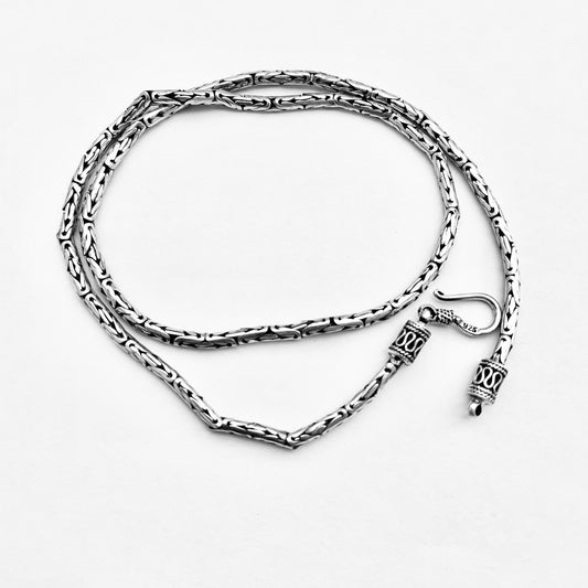 Sterling Silver Unisex 2.5 MM Byzantine Necklace, Silver Chain, Bali Style Jewelry