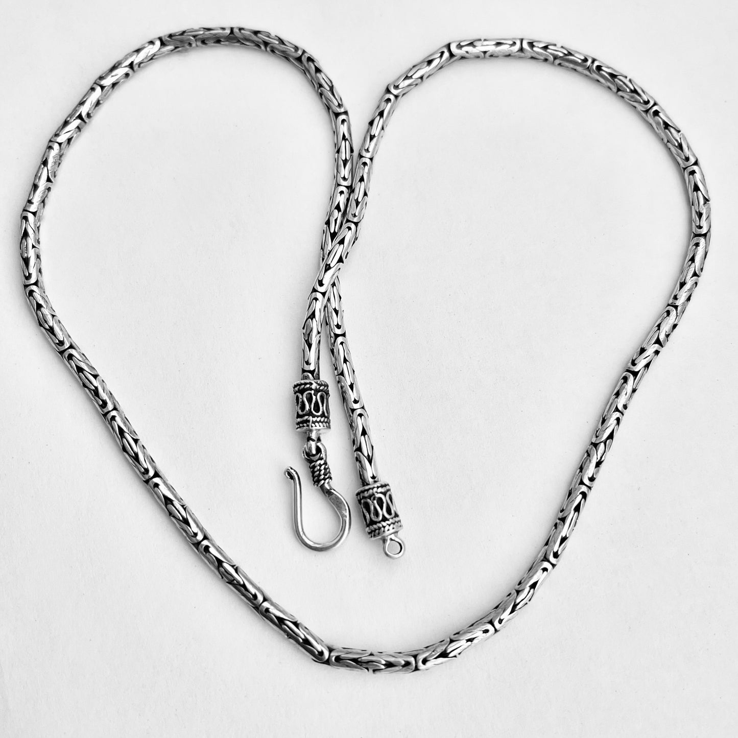 Sterling Silver Unisex 2.5 MM Byzantine Necklace, Silver Chain, Bali Style Jewelry