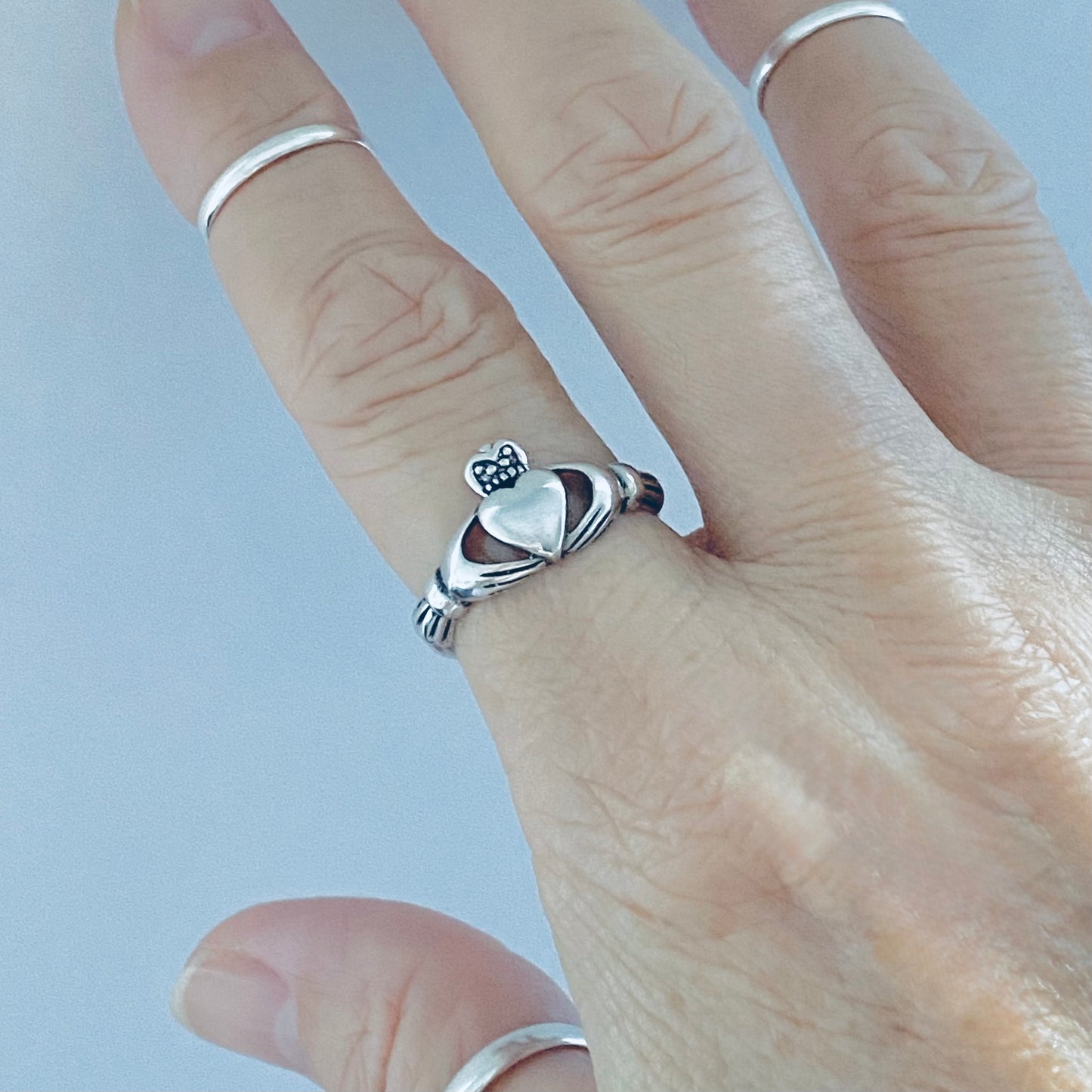 925 Sterling Silver Big Heart Irish Claddagh Ring | Friendship & Loyalty Jewelry