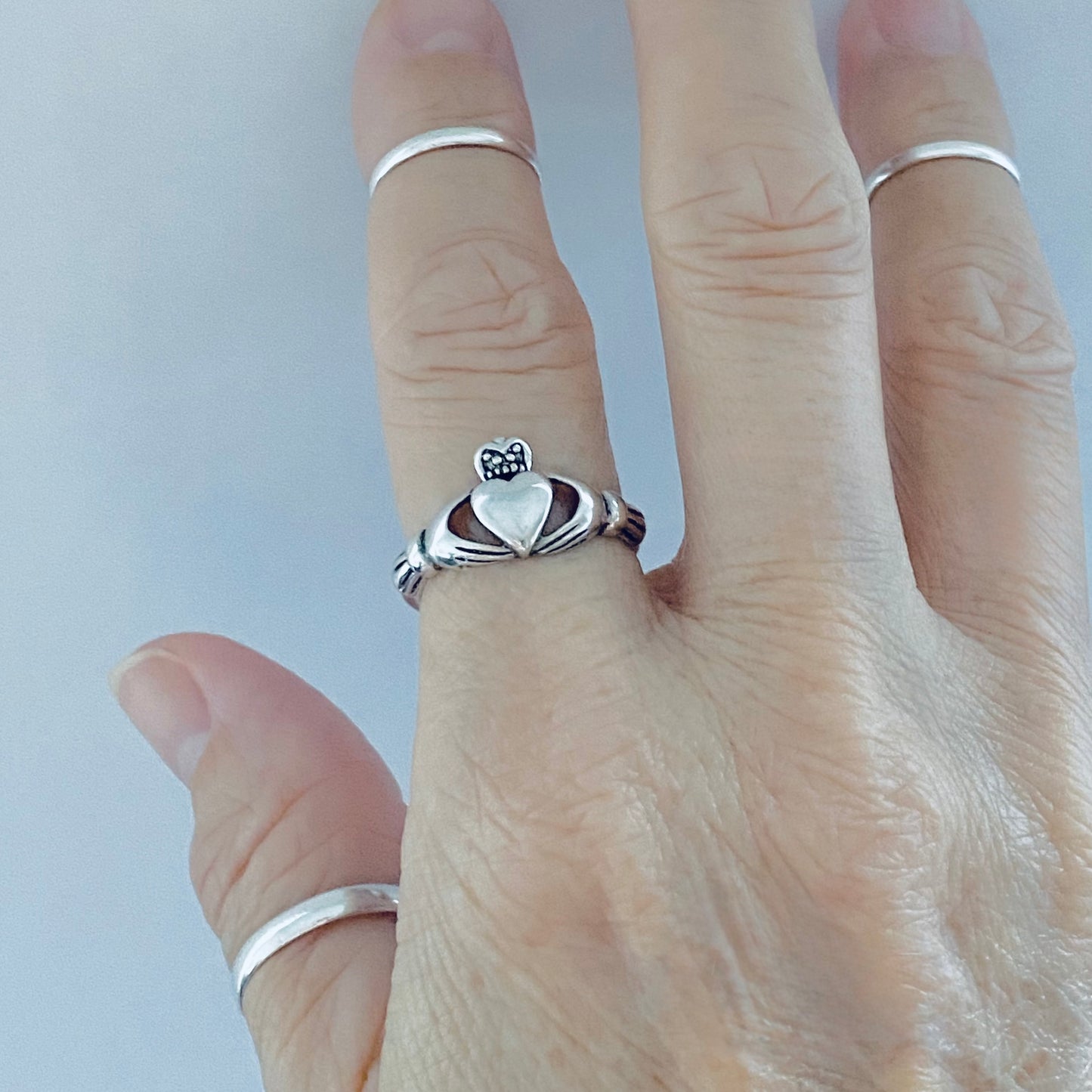 925 Sterling Silver Big Heart Irish Claddagh Ring | Friendship & Loyalty Jewelry