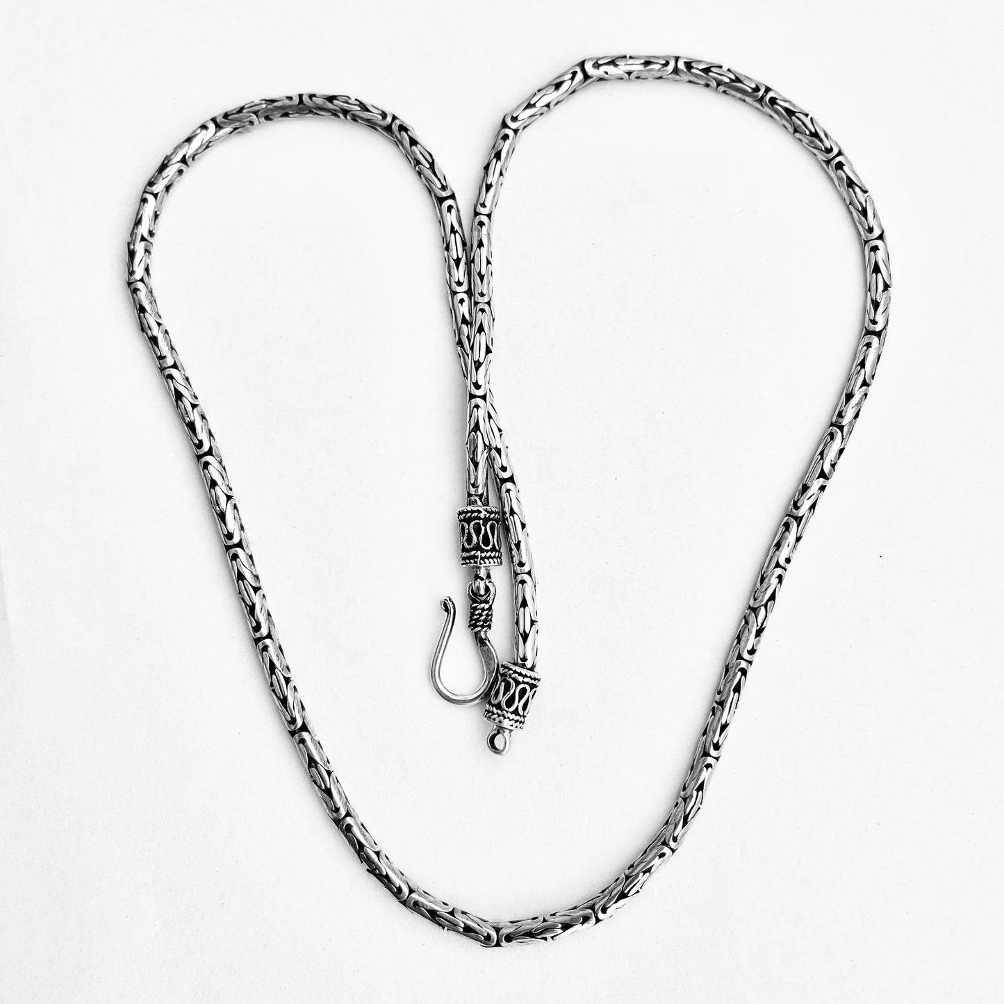 Sterling Silver Unisex 2.5 MM Byzantine Necklace, Silver Chain, Bali Style Jewelry