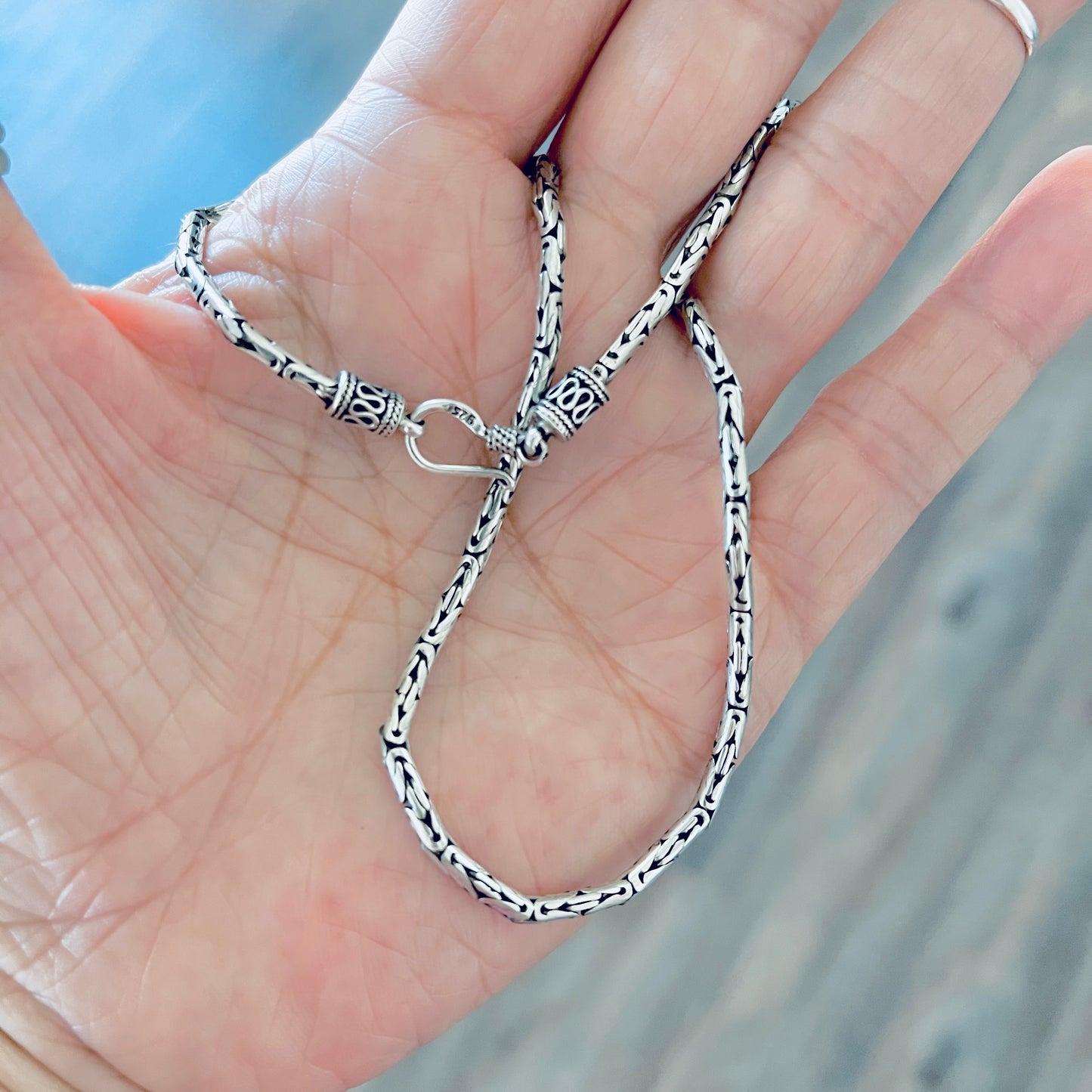 Sterling Silver Unisex 2.5 MM Byzantine Necklace, Silver Chain, Bali Style Jewelry