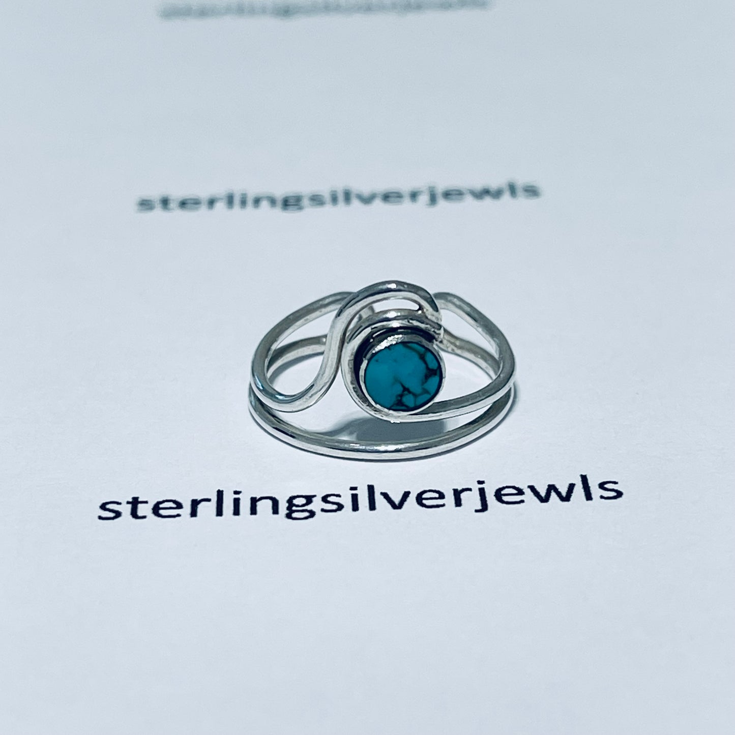 Sterling Silver Big Wave with Genuine Turquoise Toe Ring, Ocean Silver Ring