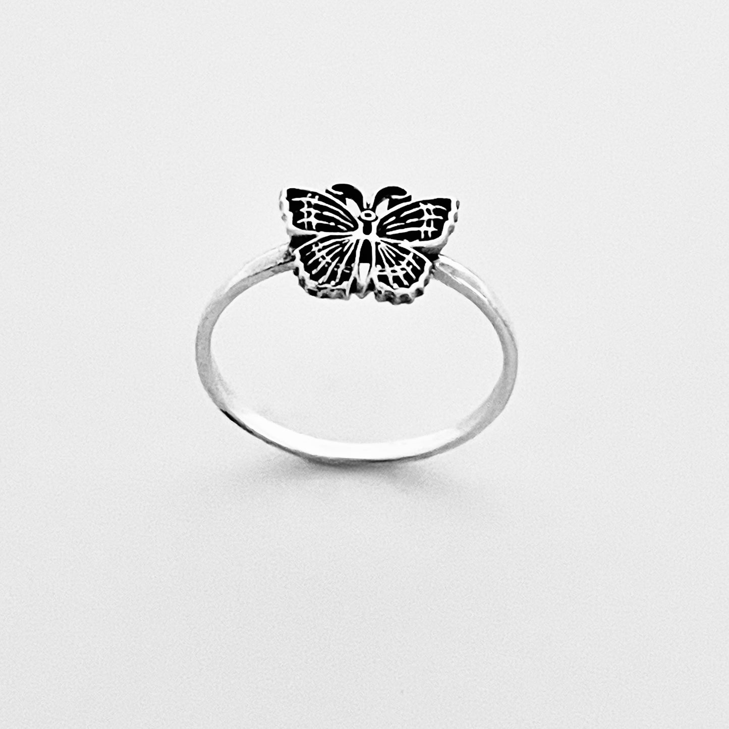Sterling Silver Small Minimalist Butterfly Ring, Spirit Bug Jewelry