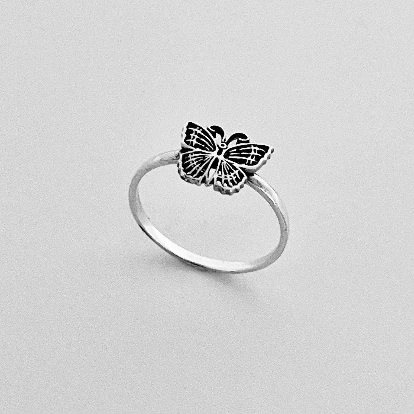 Sterling Silver Little Minimalist Butterfly Ring, Spirit Silver Ring, Bug Rings