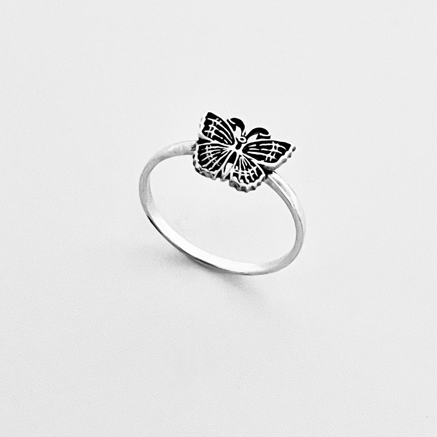 Sterling Silver Small Minimalist Butterfly Ring, Spirit Bug Jewelry