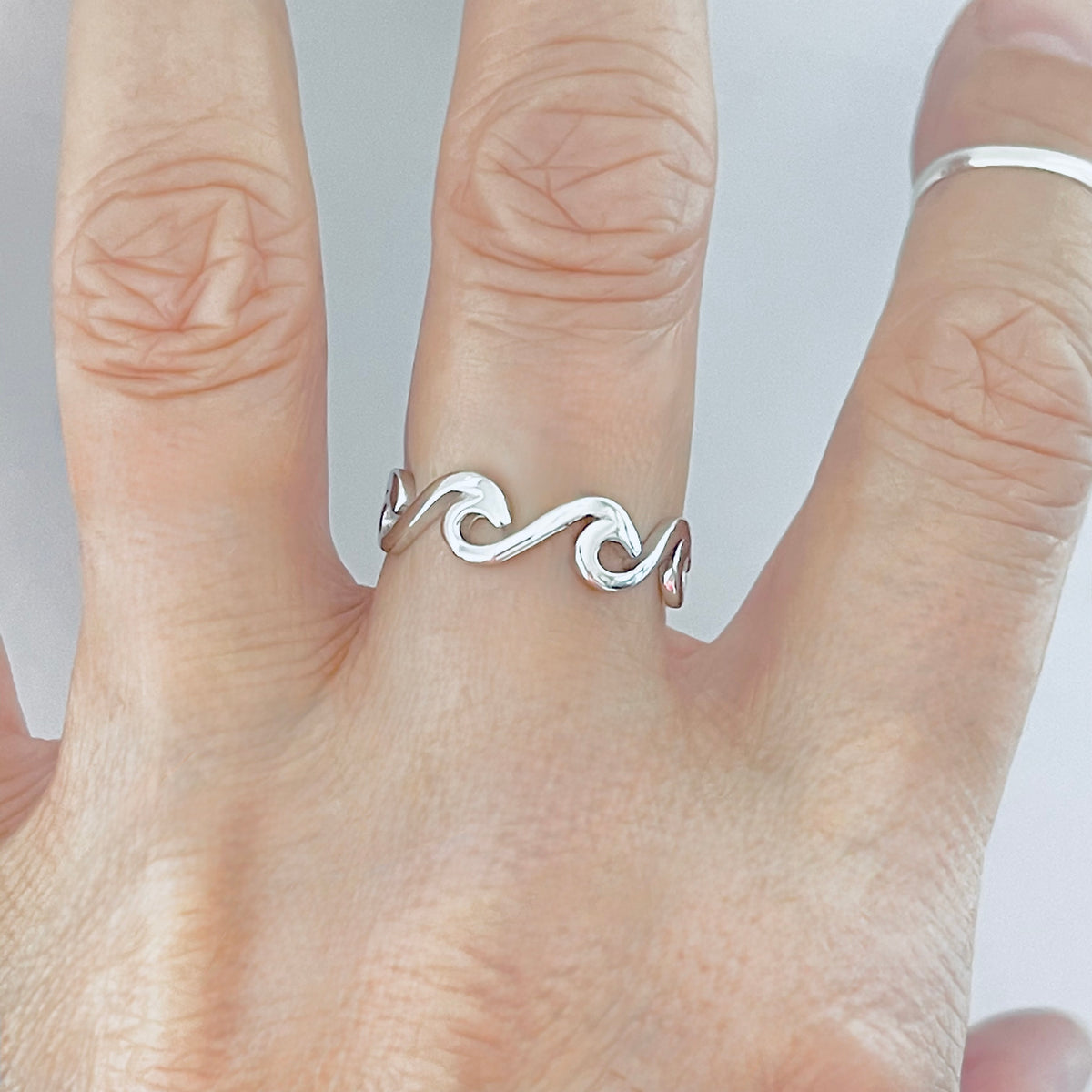 925 Sterling Silver Eternity Wave Ring | Ocean Waves Surfer Silver Rings