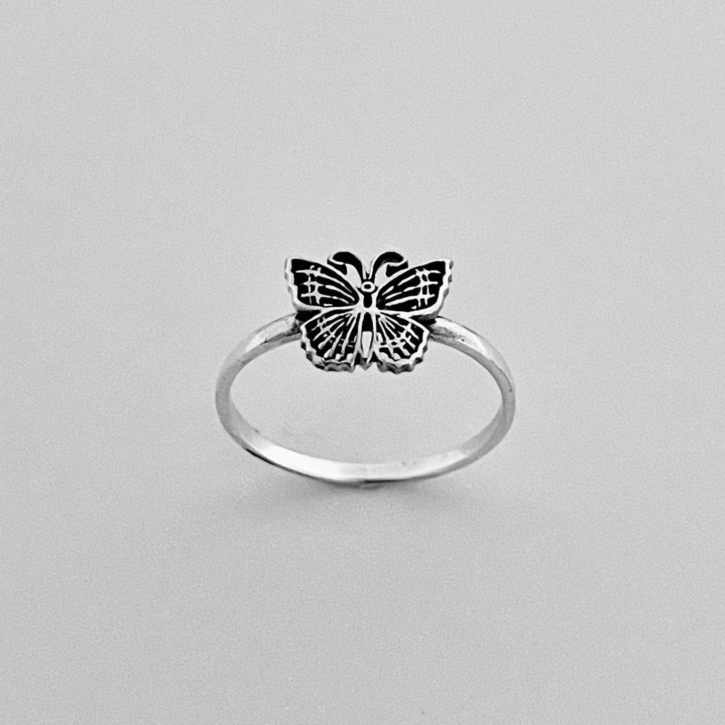 Sterling Silver Little Minimalist Butterfly Ring, Spirit Silver Ring, Bug Rings