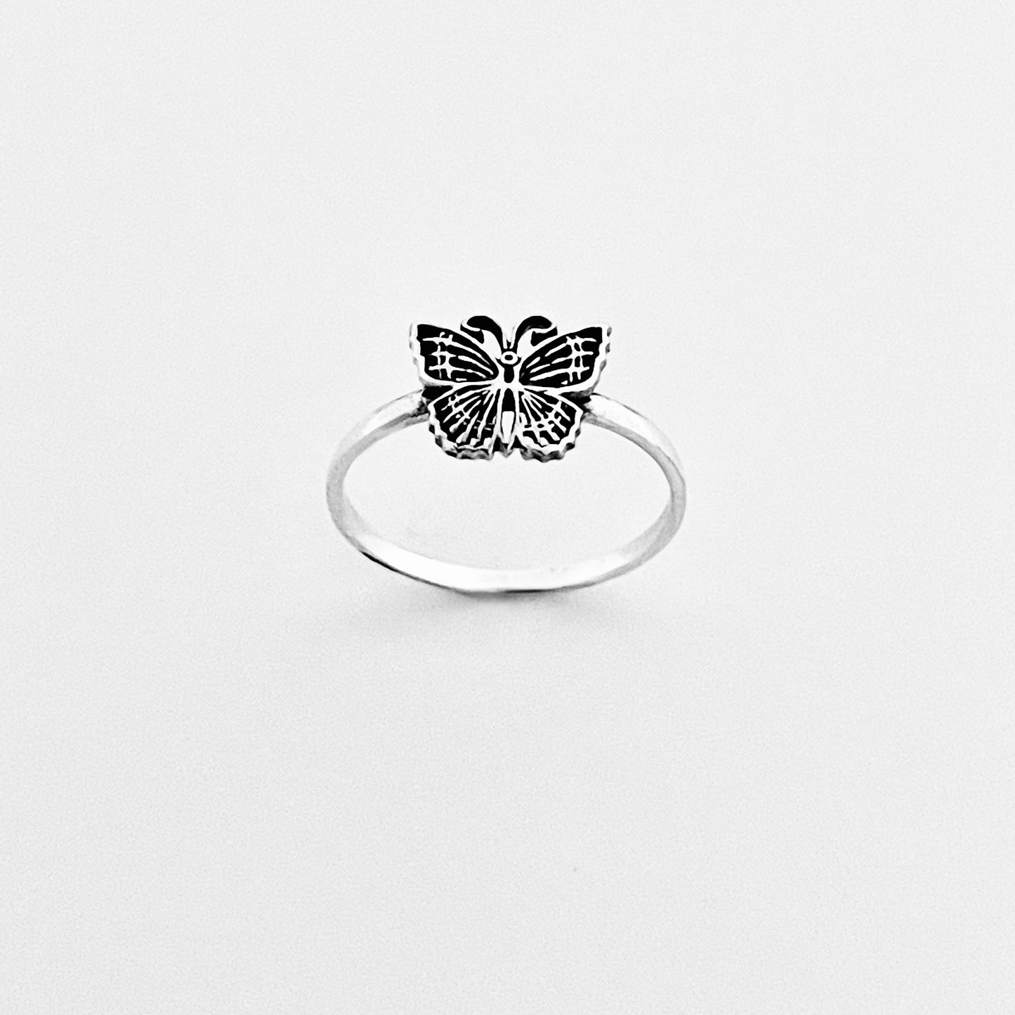 Sterling Silver Small Minimalist Butterfly Ring, Spirit Bug Jewelry