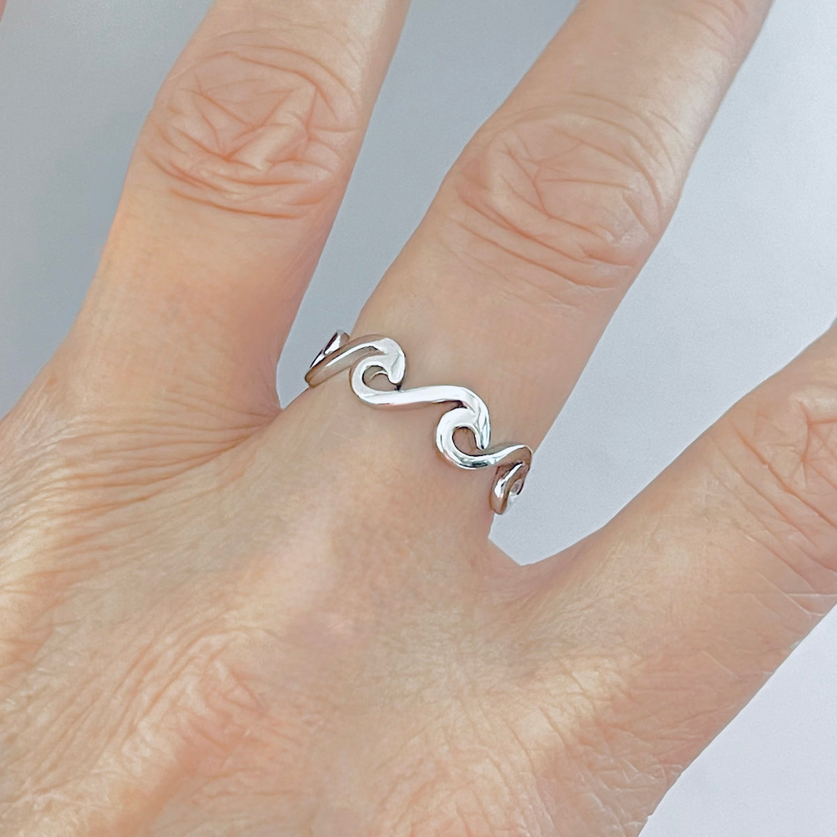 925 Sterling Silver Eternity Wave Ring | Ocean Waves Surfer Silver Rings