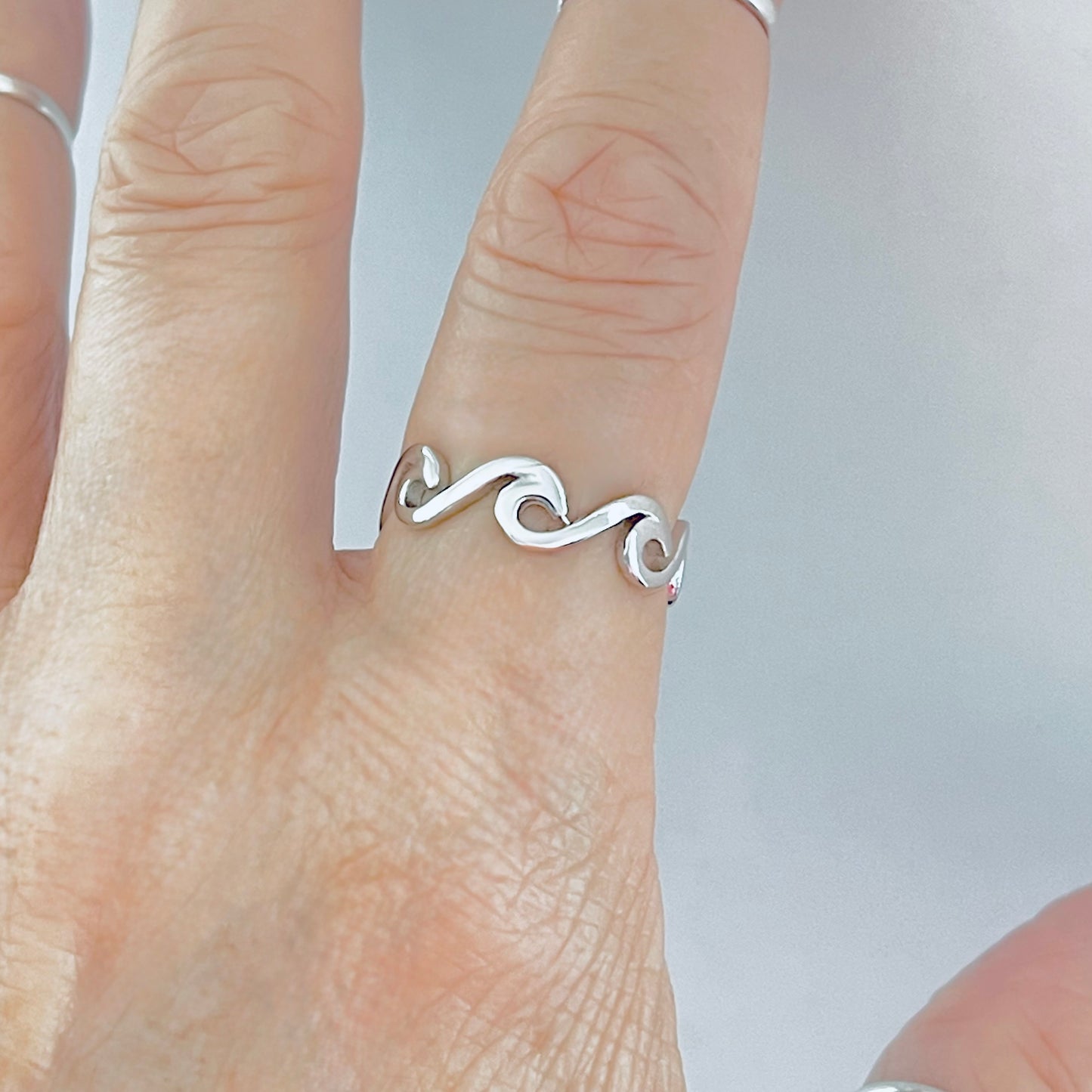 925 Sterling Silver Eternity Wave Ring | Ocean Waves Surfer Silver Rings