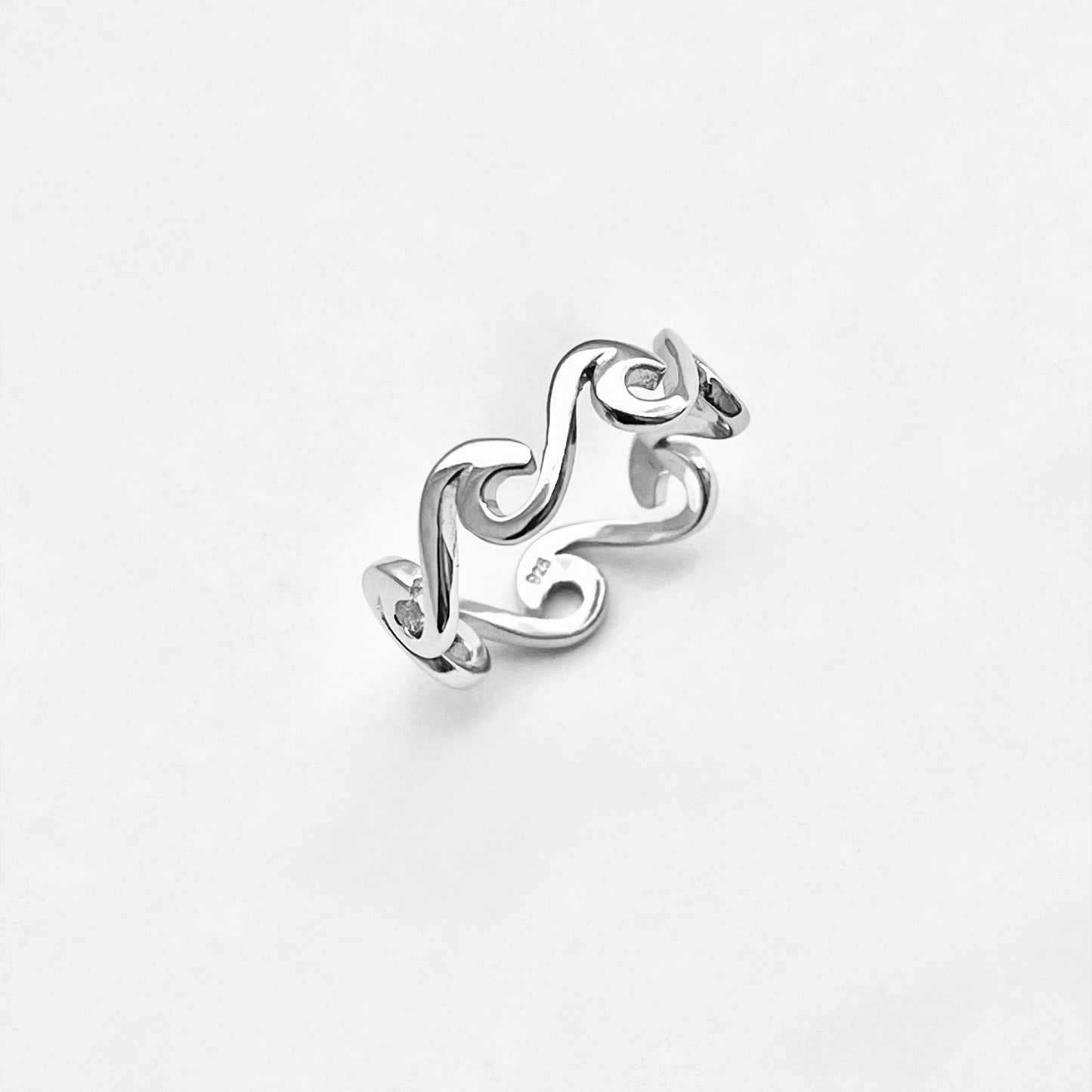 925 Sterling Silver Eternity Wave Ring | Ocean Waves Surfer Silver Rings