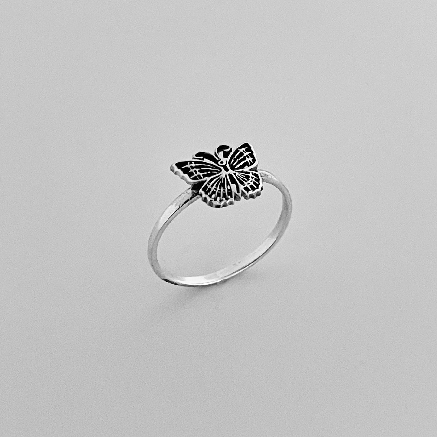 Sterling Silver Little Minimalist Butterfly Ring, Spirit Silver Ring, Bug Rings