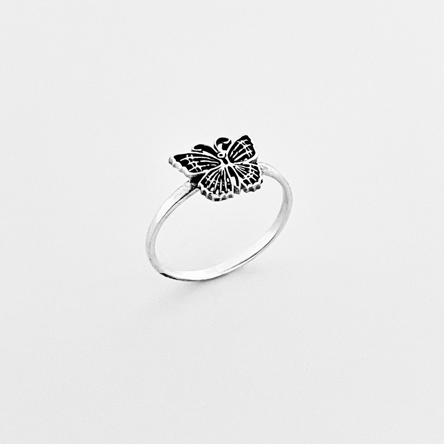 Sterling Silver Small Minimalist Butterfly Ring, Spirit Bug Jewelry