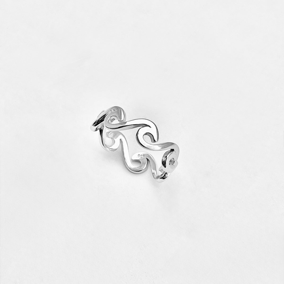 925 Sterling Silver Eternity Wave Ring | Ocean Waves Surfer Silver Rings